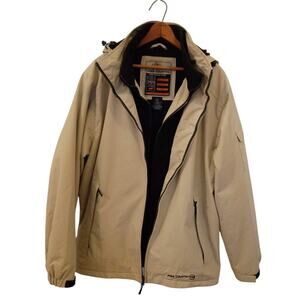 Men's Free Country Large All Weather Lightweight Hooded Jacket Khaki Black